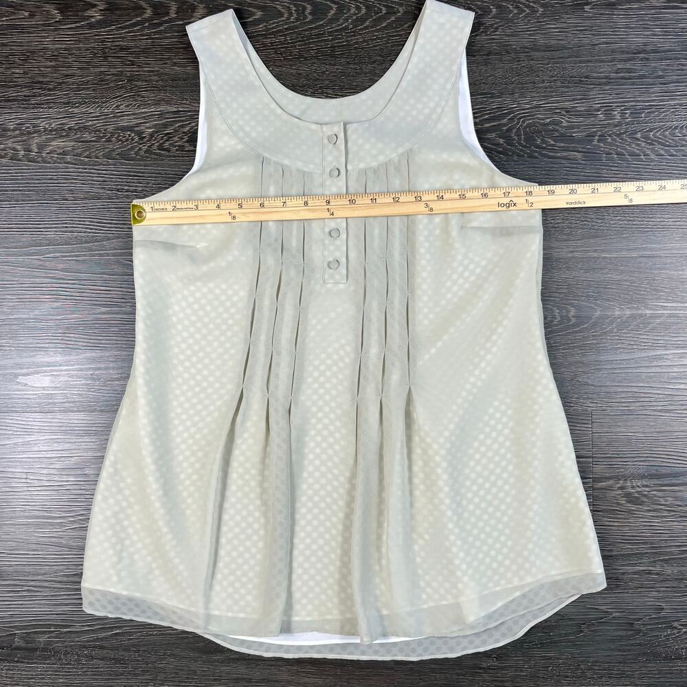 Soft Surroundings‎ Women's Sleeveless Top Size Small Sage Sheer Pleated Buttons - Picture 5 of 8